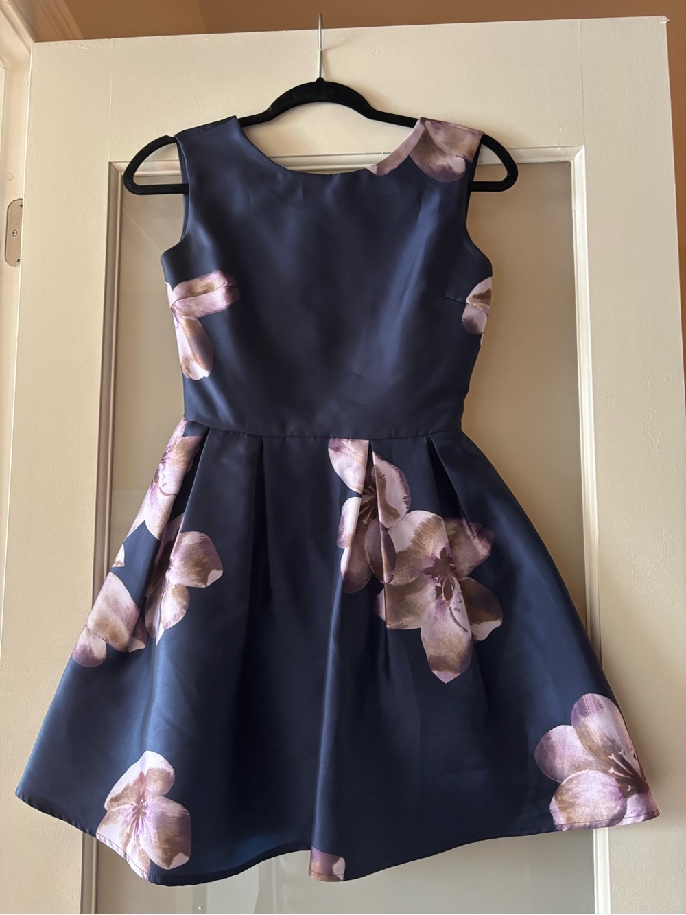 Lucy Paris Navy Dress with Blush Floral Accents